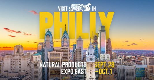 High rise building in Philadelphia. Text:Natural Products Expo East Sep 28-Oct 1