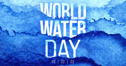 Text: Wold Water Day 03/22/23 with watercolor background giving water illusion