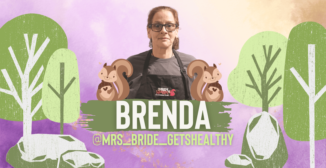 Portrait of Brenda, text: Brenda @mrs_bride_gethealthy