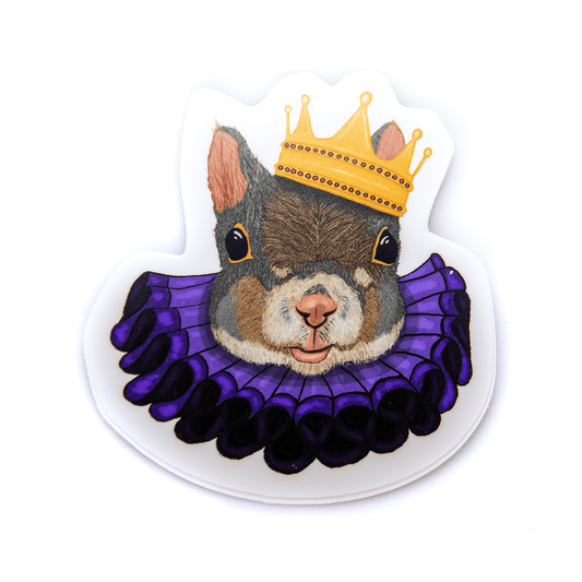 King Squirrel sticker over a white background